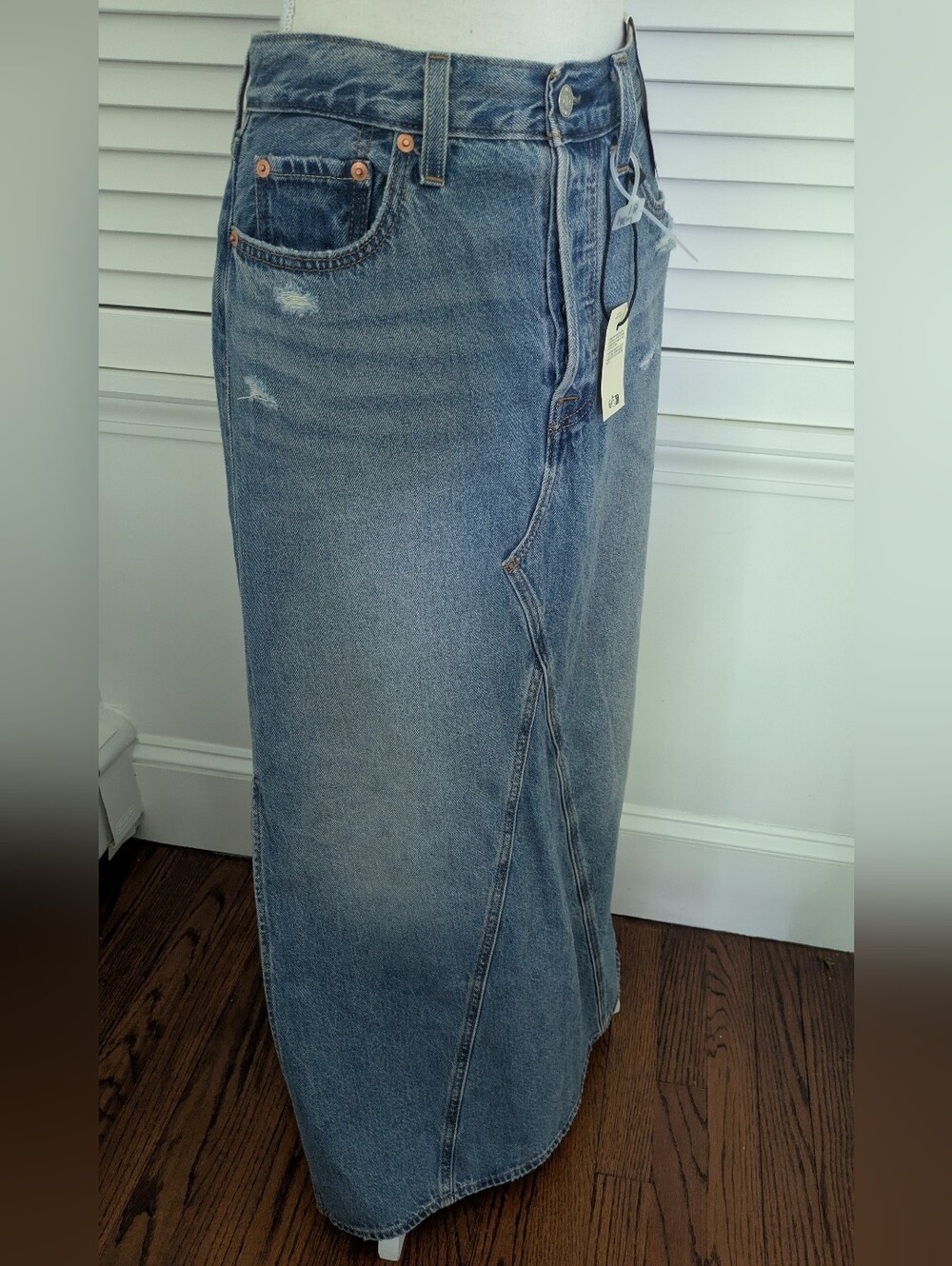 Levi's Long Icon Denim Skirt, Sz 27 - Picture 2 of 7